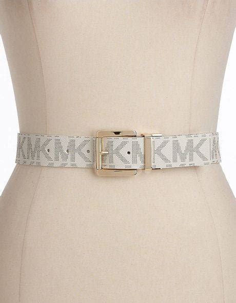 michael kors white leather belts|Michael Kors reversible leather belt.